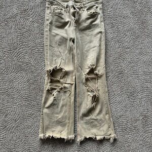Distressed Tan Women's Jeans